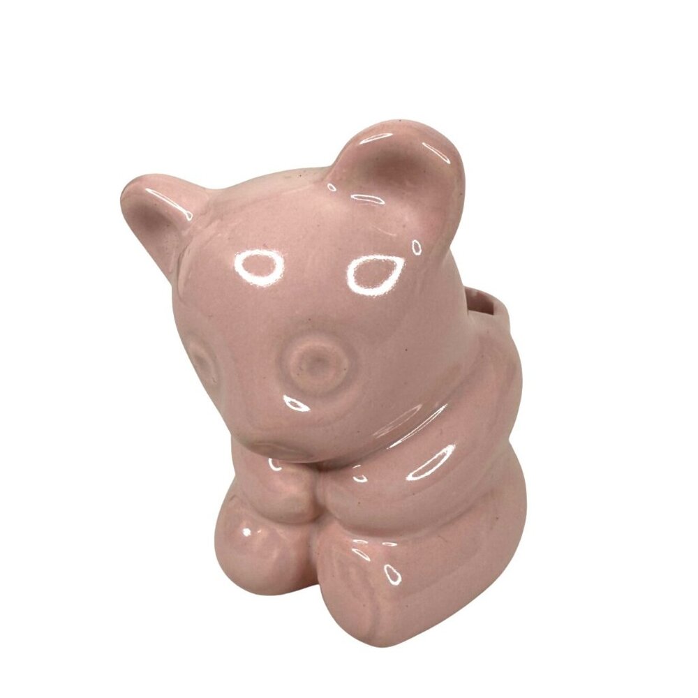 VTG Royal Haeger ceramic Pink Bear Planter Original Sticker MCM 75th Anniversary